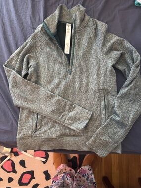 lululemon athletica Heathered Gray Quarter-Zip Sweater